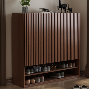 Scarpiera in Legno Massello OEM con Griglia, Mobile Integrato per Ingresso, Porta Scarpe Multistrato ad Alta Capacità - Product Image 1