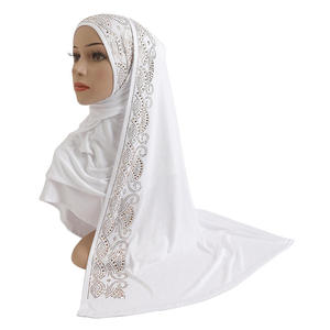 Turbante de Algodón de Alta Calidad, Color Sólido, <span class=keywords><strong>Pañuelo</strong></span> Islámico Árabe Musulmán, <span class=keywords><strong>Pañuelo</strong></span> Instantáneo con Brillo de Diamantes, Turbante de Jersey - Product Image 2
