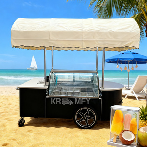 OEM Commercial Mini Frozen Display Electric Fiberglass Food Trailer Gelato Beach Freezer Hand Cart <b>Push</b> Carts for Ice Cream - Product Image 2