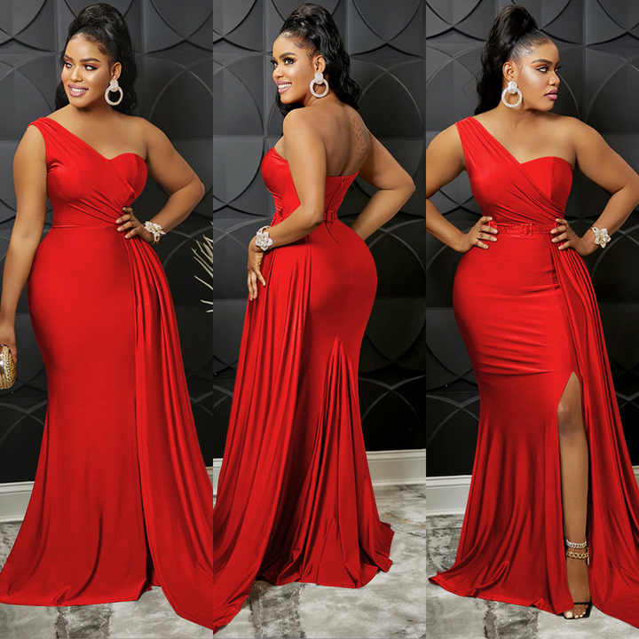 Summer New Fashion Women Europe Sexy One-shoulder Slit Slim-fit Bag ...