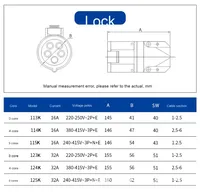 Prise de courant étanche IP44 standard européen, 3 broches, 16A, 110~250V, PA66, 3 prises AC, vente chaude