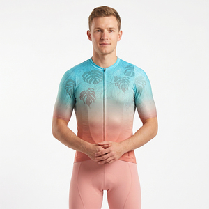Men's Cycling Jersey Short Sleeve Full Zip UPF50+ Road Bike Biking Shirts For Men 3 Pockets Moisture Wicking Sportswear Shirt