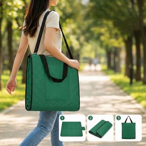2-In-1 Waterproof <b>Foldable</b> Tote Mat Sand Free Large Picnic Blanket Compact Travel <b>Beach</b> Gear With Carry Handle - Product Image 5