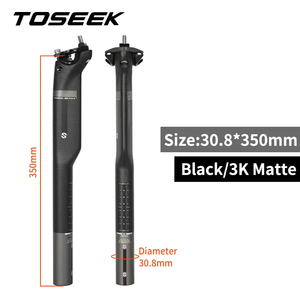 TOSEEK-tija de sillín ultraligera de fibra de <span class=keywords><strong>carbono</strong></span> 3K, mate, para bicicleta de montaña, 27,2/30,8/31,6mm x 350/400mm - Product Image 6