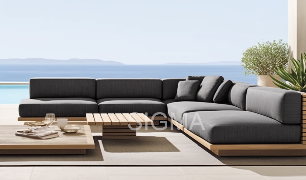 Patio Modern Furniture Solid Teak Wooden Extendable Table Armless Chairs Outdoor Dining Set