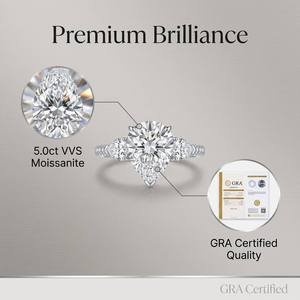 Anillo de Moissanita con Corte de Pera de 5.0ct Certificado por GRA, Plata de Ley S925, Chapado en Oro Blanco de 18K, Color <span class=keywords><strong>D</strong></span>, VVS, Anillos de Cóctel para Mujer - Product Image 4