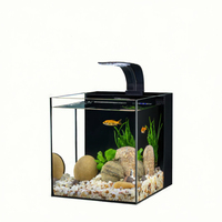 Aquarium miniature en verre ultra-blanc rectangulaire de 16 L, taille personnalisée, ensemble complet avec filtre pour salon, utilisation sur bureau, boîte
