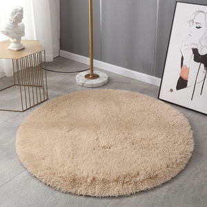Tapis rond moderne en peluche, couleur unie verte, pour salon, chambre à coucher, décoration de sol, nettoyage facile, compatible aspirateur - Product Image 4