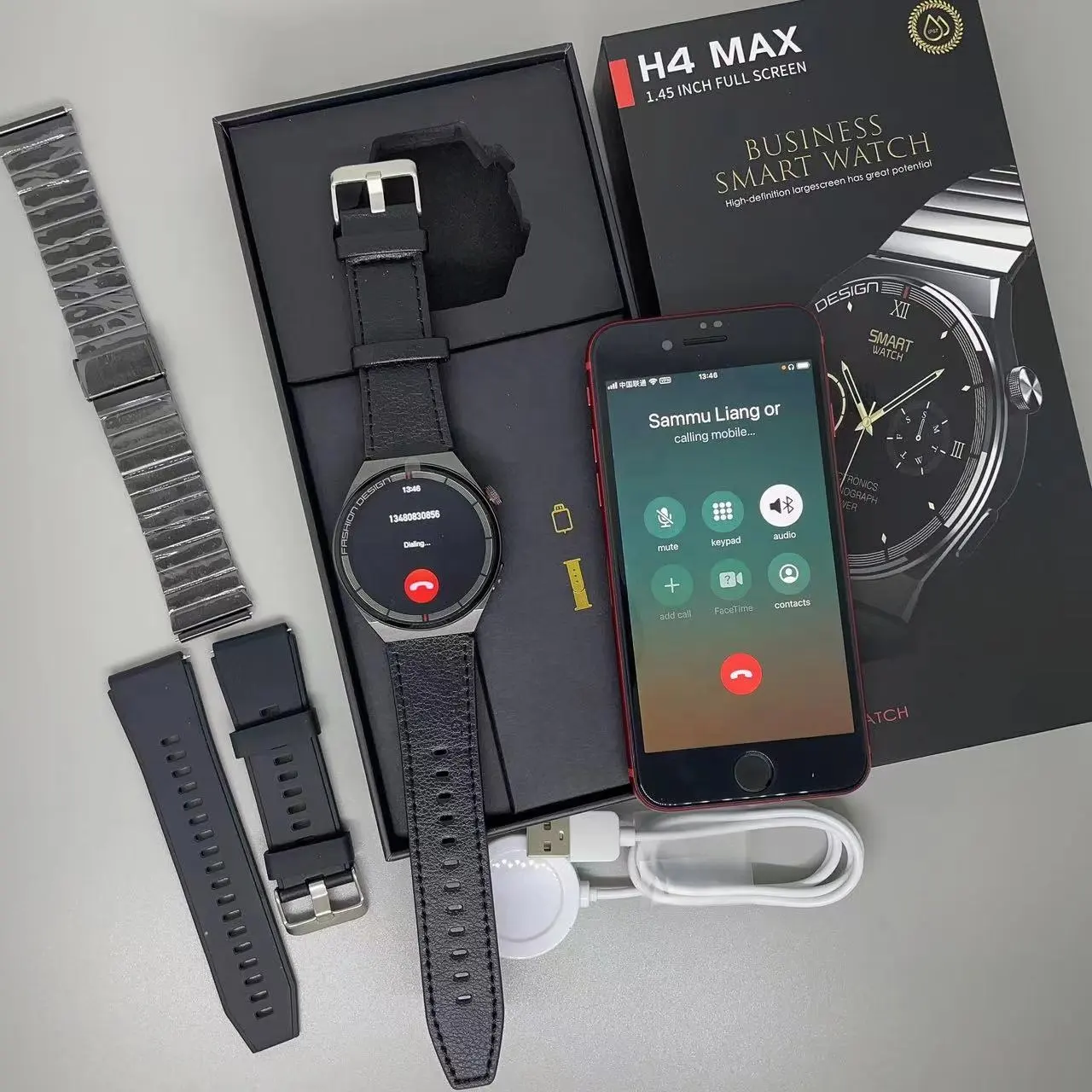 2023 nouveauté H4 MAX montre intelligente avec NFC paiement électronique montre intelligente h4 max Reloj Inteligente 3 sangles pour hommes d'affaires