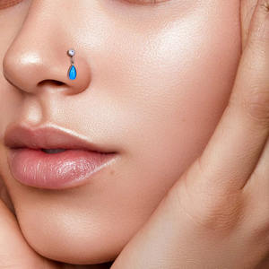 Gaby G23 titanio 16G doble CZ espada ópalo colgante oreja Tragus hélice cartílago Stud encanto gota pendiente Piercing joyería boda - Product Image 6