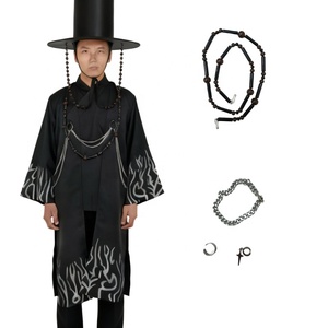 Costume de cosplay K-POP Witch Hunting Group <span class=keywords><strong>Shaga</strong></span> Boy Qin Yu pour enfants, perruque noire en polyester, ensemble de costumes, robes, chasseurs de démons d'Halloween - Product Image 1