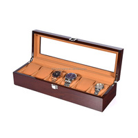 Boîte de rangement pour montres en bois avec fenêtre en verre, 6 emplacements, boîte de présentation de montres, boîte de collection de montres de luxe pour hommes, montre-bracelet