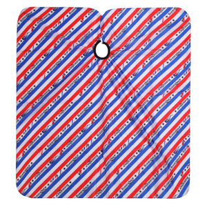 Cape de coiffure rayée rouge, bleue et blanche, anti-adhésive, pour salon de coiffure - Product Image 4