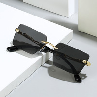 Lunettes de soleil rectangulaires sans monture pour femmes, monture en forme de tête de serpent, verres dégradés, lunettes de soleil sans monture pour hommes, lunettes en métal de haute qualité populaires
