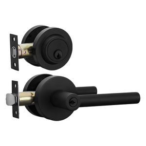 Gagang Pintu Tuas Masuk Modern Tahan Lama dengan Kunci Deadbolt Silinder Tunggal, Desain Ramping, Pemasangan Mudah untuk Pintu Depan Kantor - Product Image 1