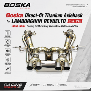 ท่อไอเสียไทเทเนียม Boska แบบตรงรุ่นสำหรับ Lamborghini Revuelto 6.5L V12 ปี 2023-2025 สำหรับรถแข่ง พร้อมฐานวาล์วแบบโรงงาน OEM - Product Image 1