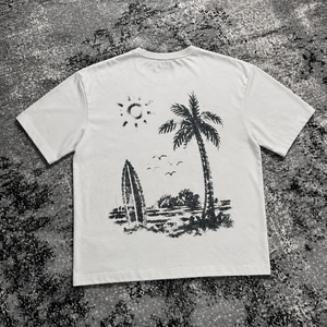T-shirt Grafica Oversize Streetwear OEM Personalizzata Stampa Bianca Unisex Cotone Morbido Leggero Magliette a Manica Corta Monocolore All'ingrosso - Product Image 2