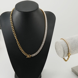 Zogxin Necklace And <b>Bracelet</b> <b>Set</b> 18K Gold Stainless Steel Diamond Jewelry For Women Party Fashion Jewelry <b>Set</b> - Product Image 4