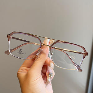 Lunettes de vue demi-cerclées rectangulaires pour hommes Qianai, verres anti-lumière bleue, P2-23045 - Product Image 3