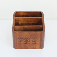 Porte-couverts moderne en bois d'acacia marron/bois de teck écologique, organisateur de bureau/support de télécommande
