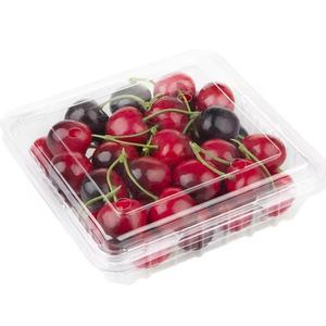 Caja de embalaje de plástico apilable de grado alimenticio PET Clamshell para cerezas Punnet de fruta transparente ventilada con tapa con bisagras - Product Image 2