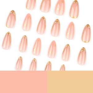 Venta al por Mayor, Dropshipping, 3885 Uñas Postizas Cortas en Forma de Almendra con Lámina Dorada 3D, Uñas a Presión, Uñas Artificiales, Personalizables - Product Image 3
