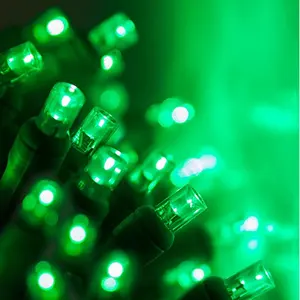 5毫米锥形发光二极管串灯，带绿线50个发光二极管暖白色
