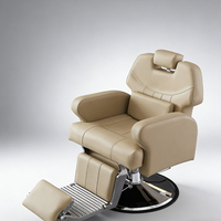 Fauteuil de salon de coiffure haut de gamme en cuir véritable pour célébrités d'Internet, idéal pour la coiffure et le rasage
