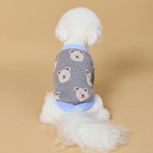 Pull pour animaux de compagnie à imprimé animal mignon, bleu, polyester, automne-hiver, gilet tricoté pour chien - Product Image 2