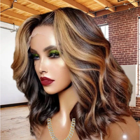 Wig Ekstensi Rambut Virgin Brazil 14 Inci, Keriting Kinky, Bob Pendek, Gaya Body Wave HD untuk Wig Lace Frontal bagi Wanita Kulit Hitam