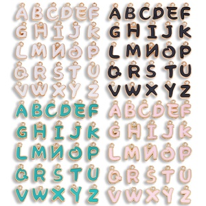 Breloques en émail à motif de lettres de dessin animé A-Z, pendentifs à 26 lettres anglaises en alliage de zinc, accessoires de bijoux DIY pour porte-clés - Product Image 2