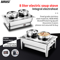 Airuisi Réchauffeur électrique 9L en acier inoxydable 304 à double cuvette Réchaud de buffet pour restaurant, cuisine ou buffet