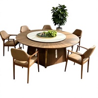 Ensemble de table et chaises rondes en bois traditionnelles modernes pour la maison, le restaurant, l'hôtel, la cuisine, l'appartement, le bureau, le salon