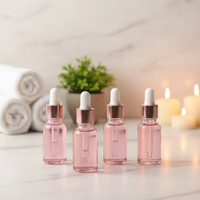 Botol Tetes Kaca Silinder Custom-made Terbaru dengan Tutup Mahkota 5ml-100ml, Transparan Pink, Hot Stamping, Dapat Didaur Ulang, untuk Minyak Atsiri