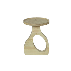 Soporte de exhibición superior redondo de madera de acacia maciza y mesa auxiliar Construcción duradera con característica decorativa de acabado natural - Product Image 4