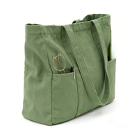 Nouveau sac fourre-tout en toile verte minimaliste, écologique et recyclée - Sac fourre-tout durable multi-poches pour ordinateur portable et usage quotidien