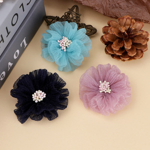 Malla de gasa con flores y patrón de camelia, accesorios suaves de tul para el cabello para niños pequeños, ropa unisex para bebés, zapatos, sombreros, decoración DIY - Product Image 2