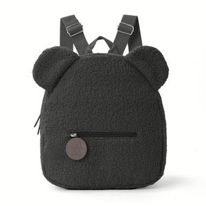 Korean Style Cute Cartoon Bear Toddler <b>Backpack</b> Portable School Bag with Zipper Closure Polyester Lining for Boys Girls Ladies - Product Image 1