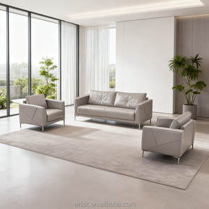 Ensemble de canapés de bureau Z903, canapé 3 places en cuir véritable et table basse pour hall d'hôtel, salle de réunion exécutive, réception d'entreprise - Product Image 2