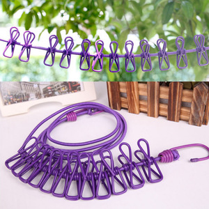 Portable Retractable Plastic Windproof Clothesline With Clips For Outdoor Travel Camping Standing Type - Product Image 2