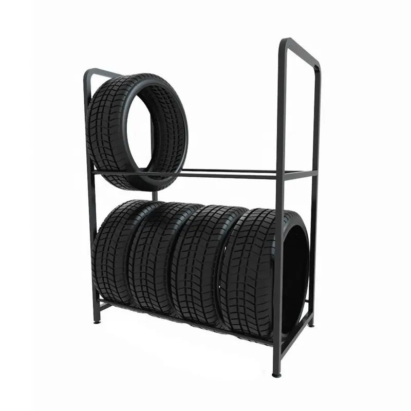 Topeasy OEM 2 camadas de rack de pneus preto sistema de exibição independente multi pneus