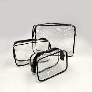 PVC Transparent Cosmetic Bag Large Capacity Portable Travel Toiletry <b>Storage</b> Rectangle Water Resistant Makeup Bag - Product Image 3