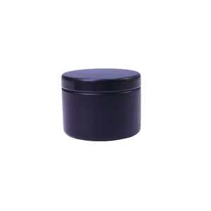 High Quality 36g 1.5oz Mini Matte Black Round Metal Candle Tin Box with Lid Aluminum Jars Cosmetic Metal Tin Container