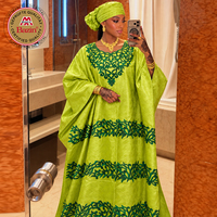 Robe Boubou Dashiki en Brocart, 100% Coton Bazin Riche, Robe Africaine pour Femme, Mariage, Mariée, Mali, Robe de l'Aïd avec Foulard