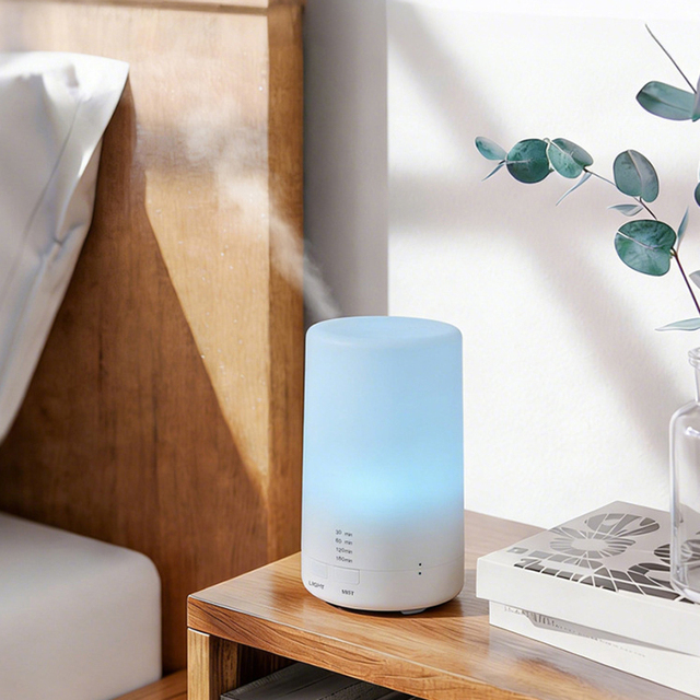 Smart Timing Mini Ultrasonic Air Humidifier Essential Oil Aroma Diffuser with Colorful Night Light