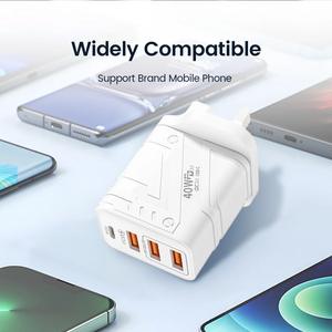 อะแดปเตอร์ที่ชาร์จโทรศัพท์แบบเร็ว us/eu/uk 40W USB Type C PD สำหรับโทรศัพท์16 15 14 13 11 PRO MAX <span class=keywords><strong>Xiaomi</strong></span> <span class=keywords><strong>Samsung</strong></span> <span class=keywords><strong>Galaxy</strong></span> - Product Image 3