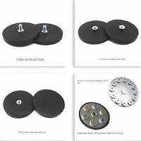 Aimant de fixation externe pour base de voiture, aimant néodyme 43 mm, aimants pot à revêtement en caoutchouc noir avec filetage extérieur