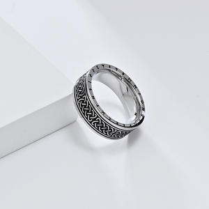 Nordic Vintage Viking Lettering Celtic Knot <b>Titanium</b> Steel <b>Ring</b> For <b>Men</b> Fashion Accessory - Product Image 3