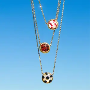 2024 mères cadeaux bijoux femmes petit sport basket-ball football football gros pendentif personnalisé collier baseball bijoux