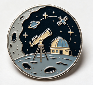 Custom Hard Enamel Metal Insignia Round Emblem Telescope Satellite Observatory Lapel <b>Pin</b> Uniform Decoration Gift - Product Image 2